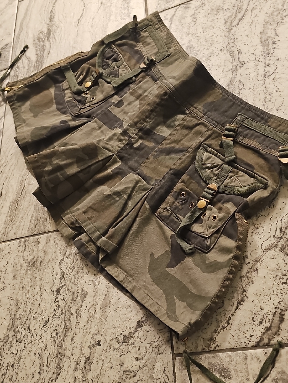 Camouflage Cargo Skirt - Olive Green